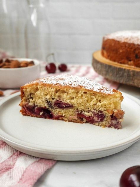 Cherry Almond Cake - My Happy Bakes Cherry Almond Cake, Cherry And Almond Cake, Cake Structure, Cake Calories, Cherry Vanilla, Cherry Season, Measuring Ingredients, Frozen Cherries, Cherry Almond