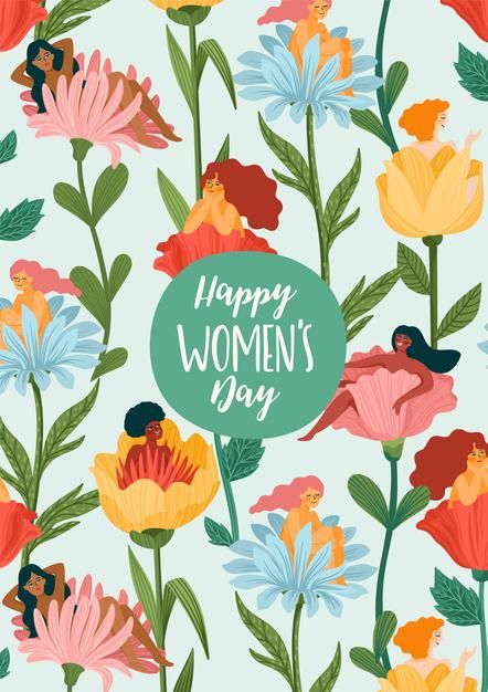 International women s day greeting card with women and flowers Happy Women's Day Card, Women And Flowers, International Womens Day Poster, Women's Day Cards, Diverse Women, International Day Of Happiness, Greeting Poster, Hope Art, Happy Woman Day