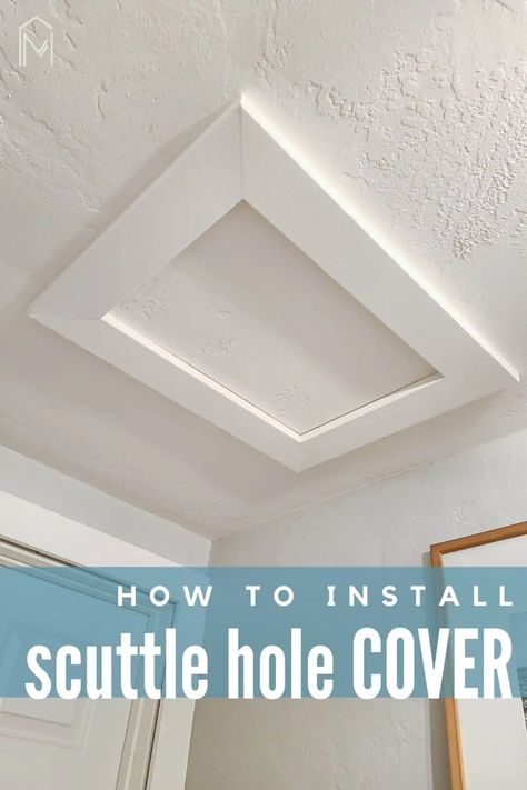 Do you need to create a scuttle hole to access your attic? Learn how to build a DIY attic scuttle hole cover with this easy step-by-step tutorial. Diy Attic Door, Attic Door Cover Ideas, Attic Door Cover, Crawl Space Cover, Attic Access Ladder, Attic Access Door, Attic Door, Mdf Trim, Bathroom Wall Tile Design