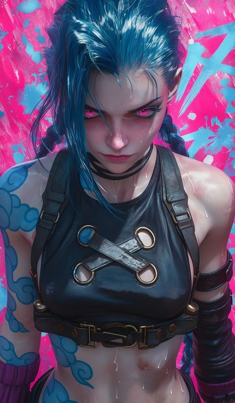 #AiArtwork Jinx Illustration, Jinx Face, Jinx Art Arcane, Jinx Fanart, Jinx Cosplay, Jinx League Of Legends, Hd Anime Wallpapers, Katherine Mcnamara, Apple Wallpaper