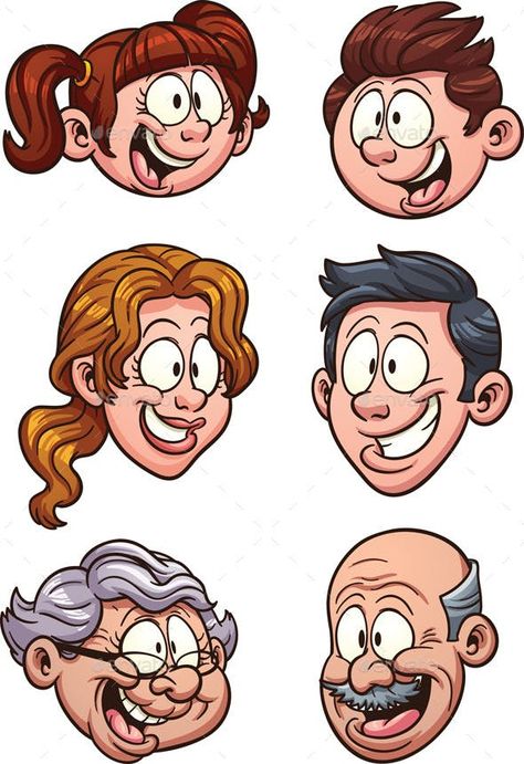 Cartoon Heads, رسم كاريكاتير, Cartoon Family, People Faces, Drawing Cartoon Faces, Family Drawing, Drawing Cartoon Characters, Cartoon People, Family Cartoon