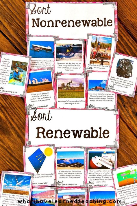 Teach students about renewable and nonrenewable resources with this science station. This sorting center includes a reading passage to build background knowledge about nerve cells as well as differentiated questions to assess your students' comprehension. Renewable Resources Activities, Nonrenewable Resources Activities, Renewable Energy Activities, Energy Science Projects, Renewable And Nonrenewable Resources, Math Stem Activities, Science Lessons Elementary, Life Science Activities, Integrated Curriculum