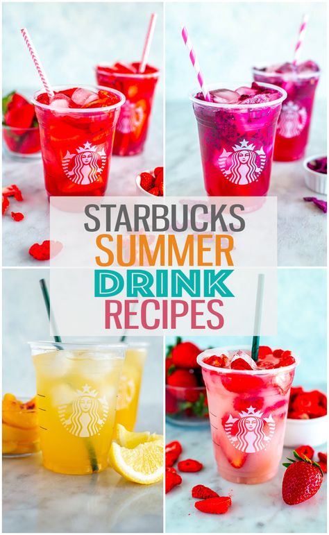 The Best Starbucks Drinks, Starbucks Pink Drink Recipe, Starbucks Strawberry Acai Refresher, Party Punches, Copycat Starbucks Drinks, Pink Drink Recipes, Best Starbucks Drinks, Green Tea Lemonade, Starbucks Strawberry