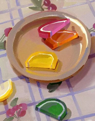 Karen O'neil, Peggi Kroll Roberts, Karen O, Candy Fruit, Fruit Slices, Posca Art, Food Painting, Daily Painting, Still Life Art