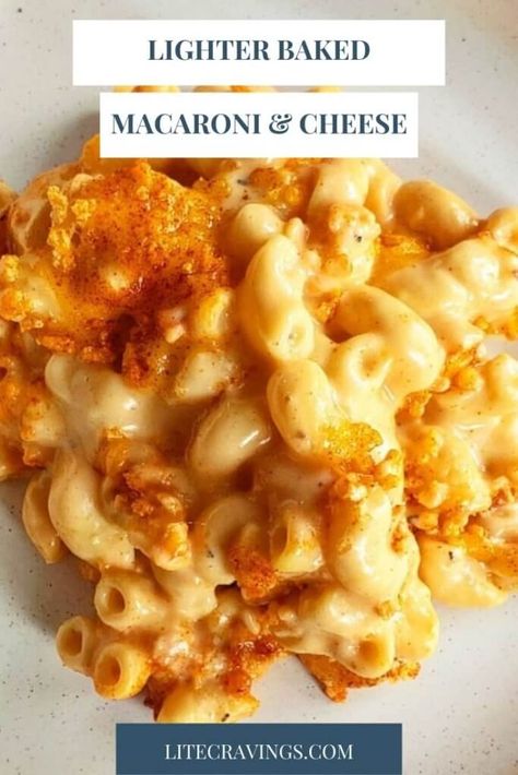 Light Mac And Cheese Recipe, Healthy Mac N Cheese Recipe, Lite Cravings, Healthy Cheese Recipes, Mac And Cheese Healthy, Macaroni And Cheese Casserole, Meatless Dinners, Healthy Mac N Cheese, Cravings Recipes