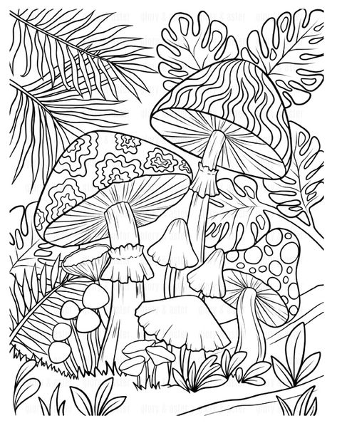 Mushroom Coloring Pages, Mushroom Coloring, Fargelegging For Barn, Forest Coloring Pages, Coloring Pages Nature, Forest Coloring, Witch Coloring Pages, Coloring Pages Inspirational, Mushroom Forest