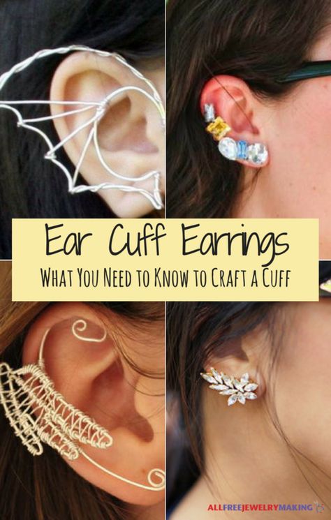 Ear Cuff Tutorial, Ear Cuff Diy, Free Bead Patterns, Diy Wire Wrapping, Types Of Accessories, Elf Ear Cuff, Elf Ear, October Birthstone Jewelry, Barbell Earrings