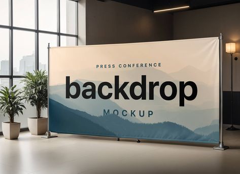 Free Press Conference Backdrop Mockup PSD - Good Mockups Press Conference Design, Conference Backdrop, Backdrop Mockup, Launch Event Ideas, Human Element, Ad Ideas, Church Furniture, Conference Design, Event Backdrop