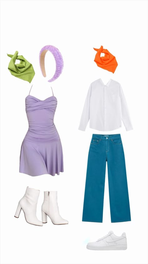 Fred And Daphne Costume, Daphne Halloween Costume, Tinkerbell Halloween Costume, Badass Halloween Costumes, Daphne Costume, Cute Couples Costumes, Cute Group Halloween Costumes, Classy Halloween Costumes, Couple Costume