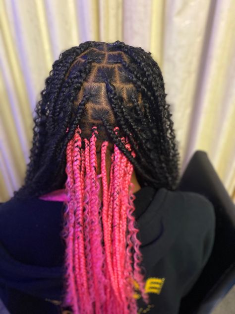 Peek A Boo Pink, Peekaboo Braids, Peekaboo Hair Colors, Peekaboo Color, Cute Box Braids, Peekaboo Hair, Braid Inspiration, Bohemian Braids, Colored Braids