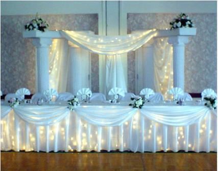 Elegant Wedding Reception | ... wedding? Liven up your wedding with some elegant decorations with Entry Wedding, Tulle Wedding Decorations, Wedding Reception Head Table, Reception Head Table, Wedding Columns, Trees Diy, Reception Stage, Bridal Party Tables, Head Table Decor