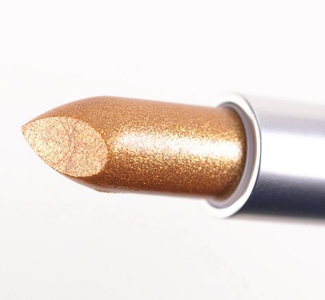 MAC Ruffian Gold Lipstick Review & Swatches Lipstick Inspiration, Crazy Lipstick, Highlighter Swatches, Multi Colored Eyes, Best Mac Lipstick, Gold Lipstick, Mac Cosmetics Lipstick, Gloss Eyeshadow, Mac Lipsticks