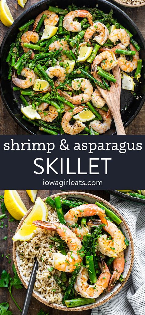 Shrimp and Asparagus Skillet is a light and flavorful, low carb dinner recipe that cooks in just 15 minutes. Super easy and so delicious! iowagirleats.com shrimp recipes, seafood recipes, dinner recipes, dinner ideas, dinner ideas healthy, gluten free recipes, gluten free dinner recipes, gluten free dinner ideas, gluten free dinners easy, low carb recipe, low carb meals, low carb dinners, shrimp and asparagus, shrimp and asparagus recipes, shrimp asparagus, shrimp with asparagus, asparagus and shrimp Dinner Ideas Healthy Gluten Free, Shrimp And Asparagus Recipes, Asparagus Shrimp Recipes, Dinner Ideas Gluten Free, Recipes Gluten Free Dinner, Dinner Recipes Gluten Free, Gluten Free Dinner Ideas, Shrimp Asparagus, Gluten Free Dinner Recipes