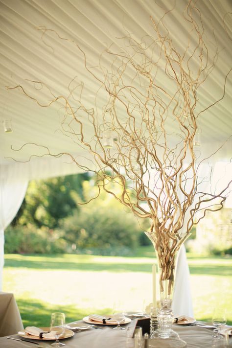 Gold Tree Branch Centerpiece, Tree Branch Centerpiece, Curly Willow Centerpieces, Wishing Tree Wedding, Stick Centerpieces, Gold Tree Branches, Branch Centerpiece, Tree Branch Centerpieces, Tree Wedding Centerpieces