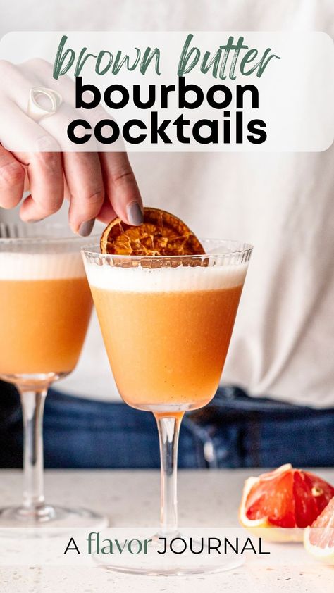 Brown Butter Bourbon, Pecan Chocolate Chip Cookies, Infused Bourbon, Whisky Cocktail Recipes, Spiced Honey, Pecan Chocolate, Grapefruit Cocktail, Bourbon Recipes, Whisky Cocktail