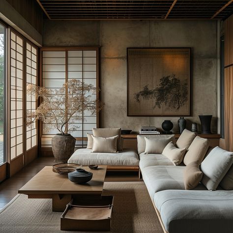 The Japanese Living Room - 42 Interior Design Tips To Get The Look Right - Edward George Japanese Living Room Design, Japanese Sofa, Japanese Style Living Room, Japanese Living Room, Japanese Living, Drawing Room Design, Drawing Room Interior Design, Wallpapers Home, Drawing Room Decor