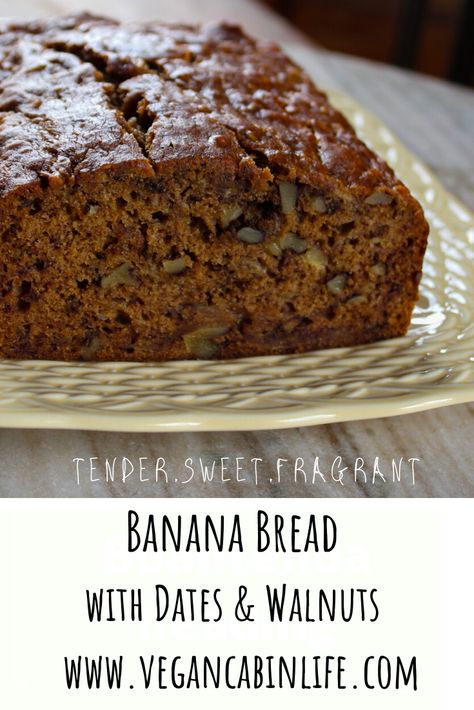 Banana Date Walnut Loaf, Banana Date Walnut Bread, Banana Date Loaf Recipe, Banana Bread With Dates Recipe, Banana Date Nut Bread, Date Banana Bread, Banana Nut Bread Recipe Moist, Banana Date Bread, Banana Bread With Dates