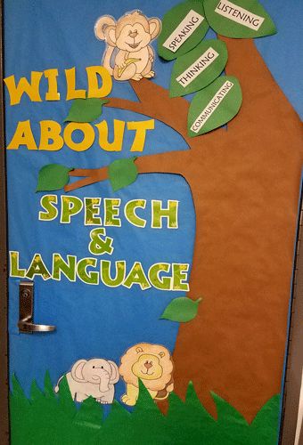 Speech Door Ideas, Speech Door Decorations, Speech Therapy Door Decorations, Speech Classroom Decor, Speech Bulletin Boards, Room Door Ideas, Speech Therapy Organization, Speech Classroom, Teacher Appreciation Doors