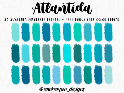 Free Ipad Wallpaper, Procreate Palettes, Color Palette For Procreate, Beach Color Palettes, Teal Color Palette, Procreate Palette, Ipad Pro Art, Pro Art, Hex Color