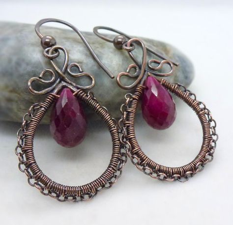 Hey, I found this really awesome Etsy listing at https://www.etsy.com/dk-en/listing/123933036/genuine-ruby-earrings-wire-wrapped-dark Copper Jewelry Diy, Wire Jewelry Earrings, Stone Bead Jewelry, Wire Wrapped Jewelry Diy, Wire Jewelry Designs, Oxidized Copper, Earrings Wire, July Birthstone Jewelry, Diy Wire Jewelry