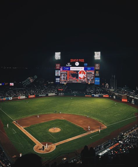 Baseball | SF Giants | Oracle Park | stadium | dark aesthetic | low exposure | photography Sf Giants Aesthetic, Oracle Park San Francisco, Sf Giants Wallpaper, Davis Core, Baseball Game Aesthetic, Stadium Aesthetic, Aesthetic Low Exposure, Baseball Aesthetic, Oracle Park