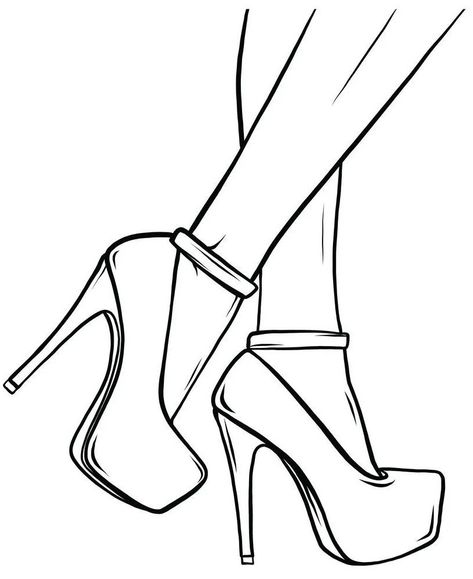 How To Draw Heels, Drawing High Heels, Body Image Art, Easy Doodles Drawings, Easy Drawings Sketches, Fashion Figures, Dessin Adorable, Silhouette Art, Coloring Book Art