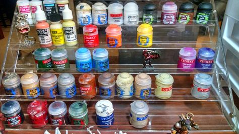 Nerdhack! Cheaper solution for paint storage! Warhammer Storage Ideas, Paint Storage Ideas, Painting Station, Nail Polish Rack, Advanced Dungeons And Dragons, Warhammer Paint, Acrylic Shelf, Paint Storage, Pathfinder Rpg