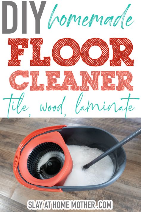 Disinfect and clean your floors with this homemade floor cleaner recipe, great for tile, wood, laminate, and linoleum. This cleaning solution is streak-free and smells LIKE HEAVEN! You'll never go back to store bought floor cleaner again... #slayathomemother #cleaning #cleanhome #homemadecleaners #floors #flooring Wood Floor Cleaning Solution, Homemade Floor Cleaner, Floor Cleaner Recipes, Homemade Floor Cleaners, Bathroom Racks, Tile Floor Cleaner, Diy Floor Cleaner, How To Clean Laminate Flooring, Floor Cleaners