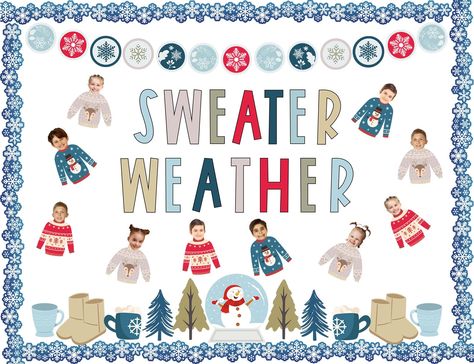 PRICES MAY VARY. Great Bulletin Board Decor Kit -70pcs Christmas cutouts and 15pcs bulletin board stickers, 85pcs in total, sufficient quantity to meet your needs for decoration or crafts. Christmas Winter Themed Cutouts - Our paper cutouts are designed with assorted patterns of snowman, snowflake, Xmas tree, sweater, etc., and letters of SWEATER WEATHER. The rich quantity and style offer more imagination space to DIY, come with glue points, very easy to stick. Sizes will be shown in the picture Thanksgiving Christmas Bulletin Board, Winter Decoration For Classroom, Classroom Christmas Tree Decorations, Seasonal Classroom Decorations, Snowman Office Decorations, December Board Ideas, School Christmas Bulletin Boards, Fall/winter Bulletin Boards, Winter Decor For Classroom