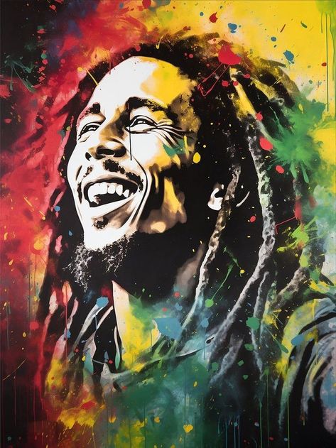 Bob Marley Tattoo, Bob Marley Poster, Arte Bob Marley, Bob Marley Painting, Bob Marley One Love, Rasta Art, Arte Jazz, Reggae Art, Bob Marley Pictures