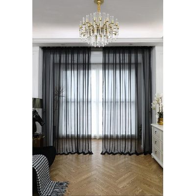 Allowing Natural Light Flowing Into Your Room, While Still Providing Privacy, Give You Light & Airy Feel, for Living Room, Bedroom, Yard, Patio, Villa, Parlour. | Eider & Ivory™ Window Sheer Curtains Sheer Curtain Basic Rod Pocket Panel | Home Decor | C009775049_686726318_686726321 | Wayfair Canada Shear Curtains, Black Sheer Curtains, Window Desk, Curtains Sheer, Curtains Living Room Modern, Window Treatments Sheer, Window Sheers, Office Window, Black Dining Room