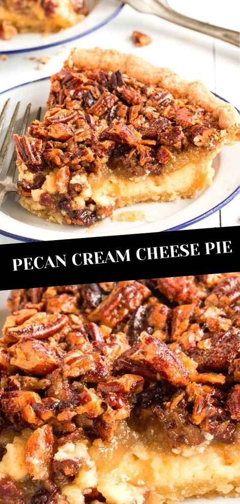 Pecan Cream Cheese Pie, Pecan Pie Cheesecake Recipe, Pina Colada Cupcakes, Pecan Pie Cheesecake, Pecan Pie Filling, Pecan Cheesecake, Cream Cheese Pie, Cream Cheese Desserts, Pecan Bars