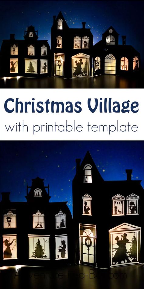 Paper Christmas Village, Diy Christmas Village, Paper Christmas Decorations, Deco Table Noel, Christmas Window Decorations, Christmas Preparation, Christmas Village Display, Silhouette Christmas, Christmas Paper Crafts