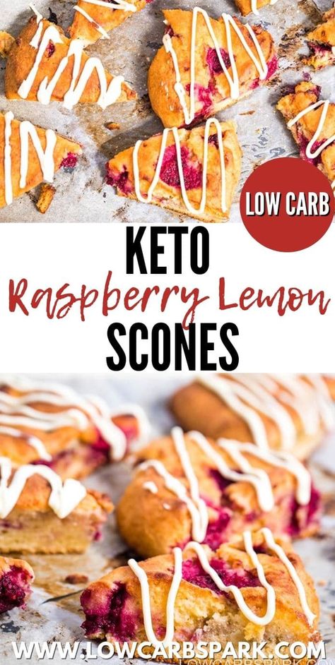 Low Carb Treat, Keto Raspberry, Raspberry Scones, Lemon Scones, Postre Keto, Keto Diet Breakfast, Keto Diet Benefits, Starting Keto Diet, Low Carb Treats