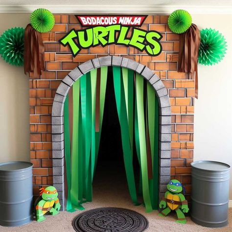 25 Bodacious Ninja Turtle Party Decoration Ideas » HomeDecorFull Ninja Turtles Halloween Decorations, Ninja Turtle Sewer Lair Diy, Teenage Mutant Ninja Turtle Trunk Or Treat Ideas, Ninja Turtles Birthday Party Ideas Decorations Diy, Ninja Turtle Halloween Decorations, Tmnt Free Printables, Ninja Turtle Movie Night, Tmnt Birthday Party Ideas Diy Free Printable, Ninja Turtle Party Decor