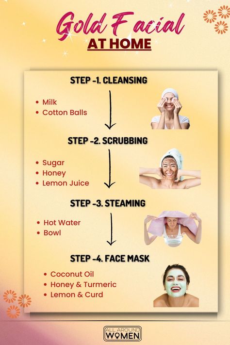 Gold Facial, Beginner Skin Care Routine, Facial At Home, Face Skin Care Routine, Clear Healthy Skin, Diy Skin Care Routine, Natural Face Skin Care, Skin Care Face Mask, Basic Skin Care Routine