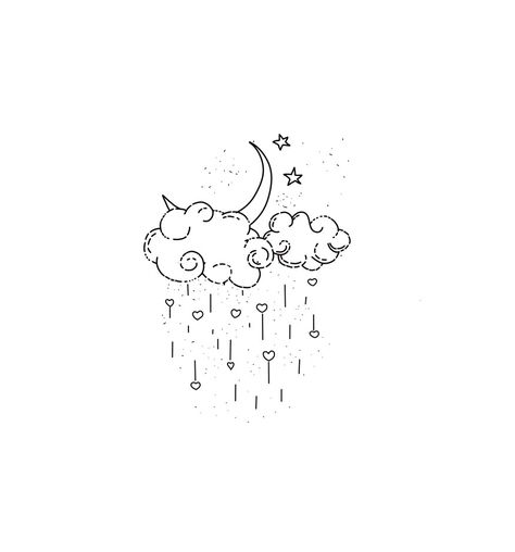 Rain and the moon. #art #artwork Rain Related Tattoo, Come Rain Or Shine Tattoo, Dainty Rain Tattoo, Moon And Rain Cloud Tattoo, Moon Rain Tattoo, Night Rain Tattoo, Cute Rain Tattoos, Rainy Tattoo Ideas, Clouds And Rain Tattoo