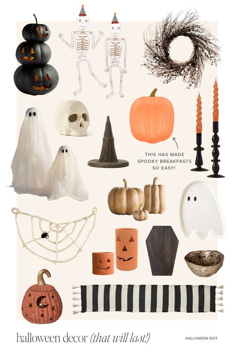 Not Tacky Halloween Decor, Fall Home Decor Halloween, Simply Halloween Decorations, Diy Classic Halloween Decorations, Simplistic Halloween Decor, Halloween Decorations Mantel, Crate And Barrel Halloween Decor, Nordic Halloween Decor, Scandinavian Halloween Decor