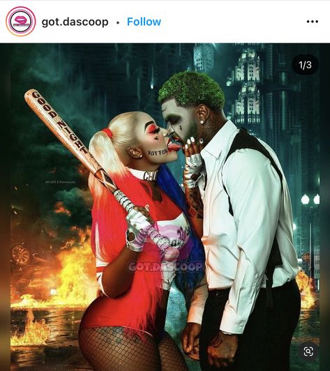 Joker And Harley Quinn Costume Black Couple, Bestie Halloween Costumes Black Women, Halloween Customs Couple, Couple Costume Poses, Harley Quinn Couple Costume, Couple Costume Black People, Couples Costume Black People, Couples Costume Ideas Black People, Couple Halloween Ideas Costumes