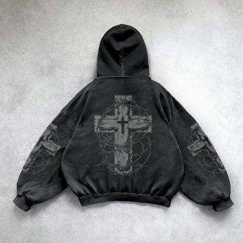 Cross vintage print hoodie Printed Hoodie Men, Y2k Goth, Black Hoodie Men, Loose Hoodie, Y2k Hoodie, Women Y2k, Heart Hoodie, Gothic Aesthetic, Hoodie Men