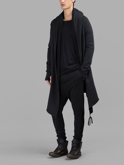 728f206c2a01bf572b5940d7d9a8fa4cdesc49307057ri Goth Outfits Men, Glove Sleeves, Mens Long Cardigan, Long Cardigan Outfit, Long Sweater Cardigan, Long Black Sweater, Cardigan With Hood, Black Outfit Men, Cardigan Sweater Coat