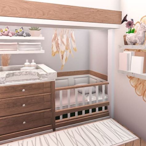 Bloxburg Baby Room Ideas, Bloxburg Baby Room, Tiny House Bedroom, Blocksburg Room Ideas￼, House Decorating Ideas Apartments, Small House Layout, Baby Room Ideas, Simple Bedroom Design, Tiny House Layout