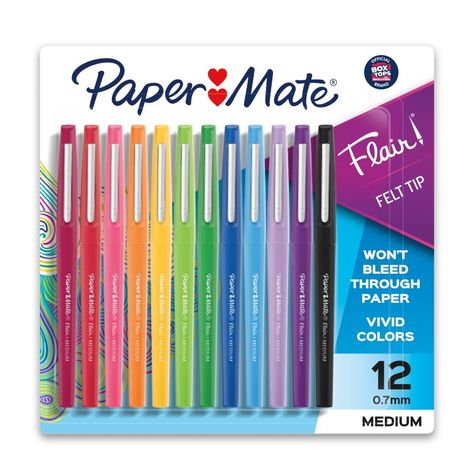 Papermate Flair Pens, Expressive Lines, Paper Mate Pens, Paper Mate Flair, Felt Tip Pens, Pretty School Supplies, School Supplies For Teachers, Flair Pens, Felt Tip Markers