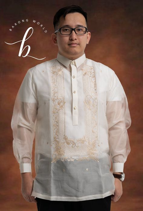 Bestselling Classic Barong, 100% Authentic Jusi Fabric, Handmade with Love & Super High Quality   Its layout has a lovely luster, creative design, golden-beige embroidery. Very comfortable material and quality that lasts a lifetime.  Material: 100% Pure Jusi Color:     Off White Collar:    Regular Collar We have provided a ready to wear adjusted size chart simple scroll through the photos. However, If you are looking at to provide us with your measurements, SURE THING! - We have a personalisatio Barong Tagalog, Debut Ideas, Filipiniana Dress, Linen Drawstring Pants, Sure Thing, Organza Top, Traditional Fashion, Classic Elegant, Groom And Groomsmen