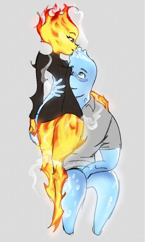 Wade X Ember Art, Amber X Wade Elemental Fanart, Elemental Fanart Human, Elemental As Humans, Wade X Ember Elemental, Elemental Ember And Wade Fanart, Elementals Ember And Wade, Elemental Ember X Wade, Elemental Genderbend