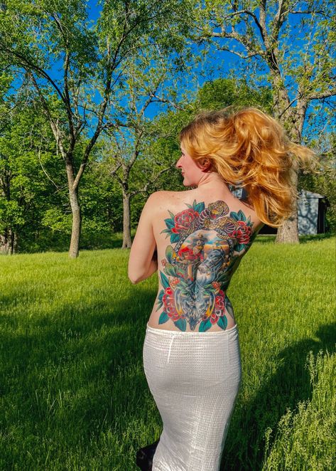 Cowgirl Back Tattoo, Western Back Piece Tattoo, Traditional Western Back Tattoo, Back Tattoos American Traditional, American Traditional Tattoo Back Piece, American Traditional Lower Back Tattoo, American Traditional Back Tattoos Women, Western Back Tattoo Women, Back Tattoo Women Traditional