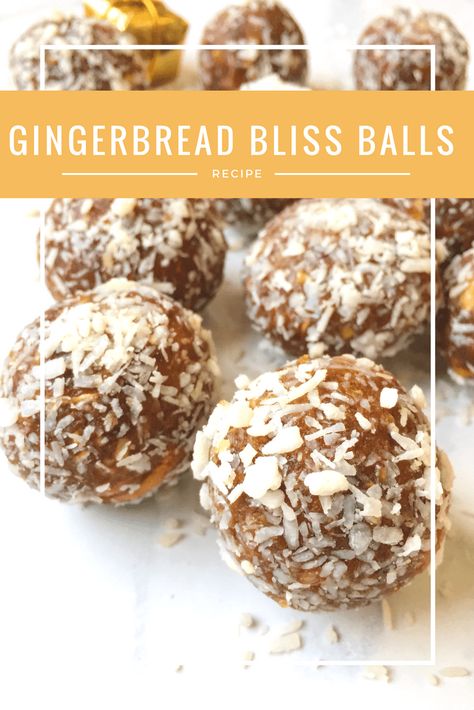 No-Bake Gingerbread & Caramel Bliss Balls - The Dish On Healthy Gingerbread Caramel, Vegan Holiday Desserts, Paleo Breads, Sticky Date, Power Snacks, Protein Balls Recipes, Vegan Gingerbread, Ginger Cake, Ginger Nut