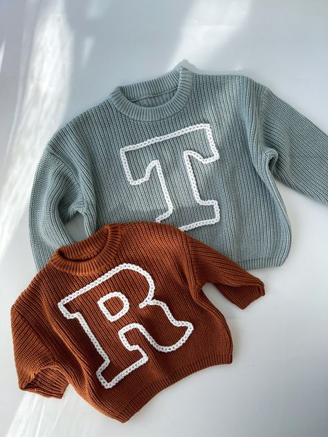 Personalised knitted sweater,Initial embroidered sweater, Baby and child sweater, Kids name jumper, Personalised jumper, Sprinkle sweater, Baby Boy Embroidered Sweater, Yarn Embroidery On Sweatshirt, Diy Embroidered Sweater, Boy Embroidered Sweater, Boys Embroidered Sweater, Embroidery Kids Clothes, Sweater Embroidery Ideas, Hand Embroidery Sweater, Hand Embroidery Clothes