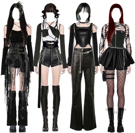 Kpop Outfit Women, Exo Concert Outfit Ideas, Recording Studio Outfits, Kpop Stage Outfits Ideas Black, Best Kpop Outfits, All Black Kpop Outfit, Duo Concert Outfits, All Black Stage Outfit, K Pop Concert Outfit Ideas Ateez