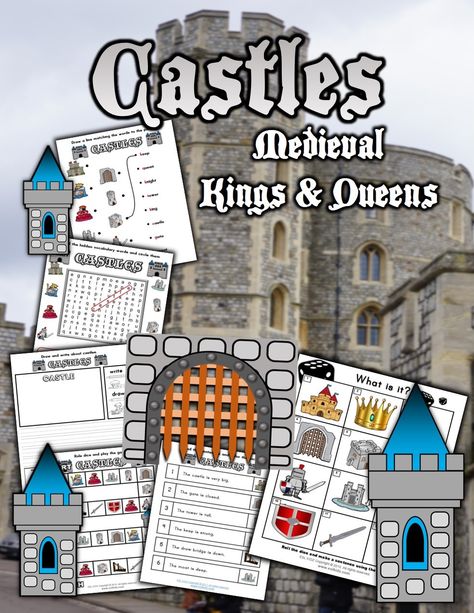 Castles are large structures found all over the world with towers, high walls, and gates that are meant to make a protective fortress. Many of these are very old and from another time. They inspire and capture our imagination because of their history and stories of kings, queens, and knights who lived by a code of honor and bravery. #eslkidz #castles #castle #activitiesforkids Knights And Castles Activities, Castle Activities For Kids, Parts Of A Castle, Castles Ks1, Knights And Castles Topic, Castles Topic, Knights And Castles, Homeschool Units, Abc Countdown